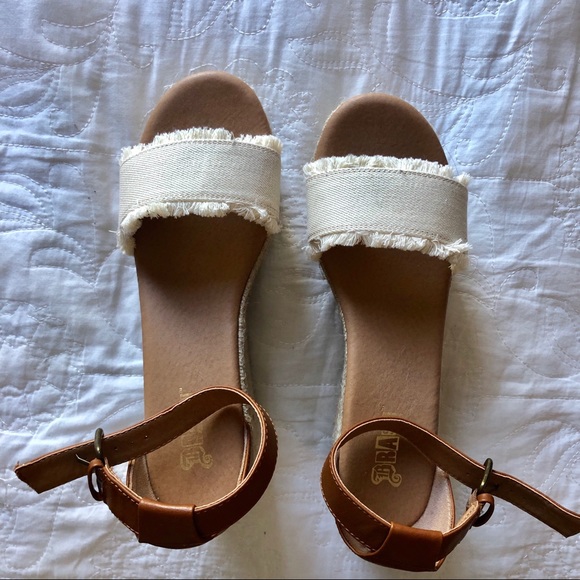 Payless White and Tan Platform Wedge - Picture 2 of 4